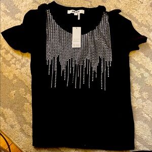 DKNY Black T-Shirt with Silver Embellishments